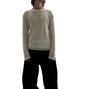 T-shirt à manches longues pour homme, décontracté, à col double couche, coupe ajustée, très élastique, confortable et doux, style basique, vente en gros - Product Image 4