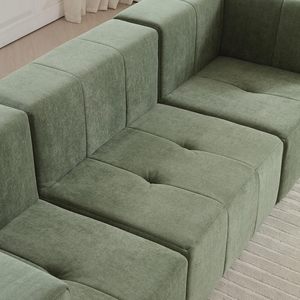 Modular 3-Seater <b>Cream</b> Fabric Corner Sectional <b>Sofa</b> Set Vacuum-Sealed Compressed for Living Room Apartment Comfortable Chairs - Product Image 3