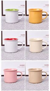 Juego de 6 Tazas de Porcelana Retro para Beber Agua, Coloridas y Gruesas, para Café, Té, Leche, Cacao, Amarillo Claro, Regalo Promocional - Product Image 4