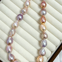 Superbe Chaîne de Perles de Culture d'Eau Douce de Qualité AAAAA, Forme Baroque Edison, Couleurs Mixtes, Grande Taille 13-15mm, Marque HB, pour la Fabrication de Bijoux