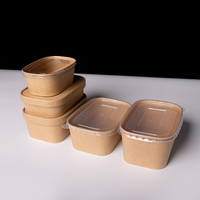 Boîte à emporter jetable avec logo personnalisé, boîte à repas rectangulaire en papier kraft avec couvercle, OEM, vente en gros, emballage alimentaire biodégradable