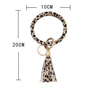 Bracelet porte-clés en cuir léopard effet serpent avec pompon, lot de bracelets porte-clés en gros - Product Image 5