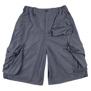 Low MOQ Casual Lightweight Ripstop Stretch Knee-Length Plaid Canvas Breathable Elastic Waist Dyed Sustainable Cargo Short