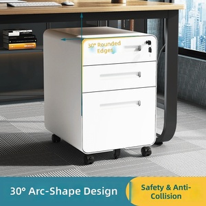 Modern Metal Three-layer <b>Lockable</b> Mobile Filing <b>Cabinet</b> for Office Use - Product Image 1