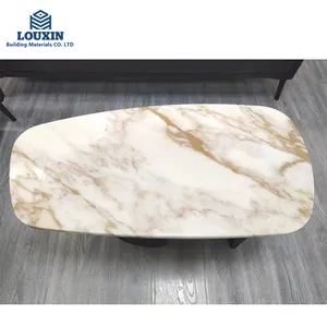 Personalizado Natural Nuevo Calacatta Oro Mármol Redondo Irregular Mesa de comedor Diseño de mármol