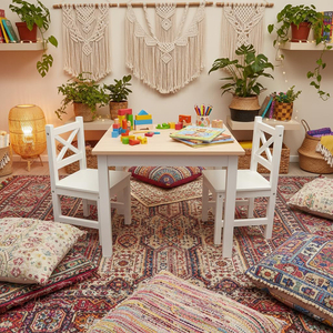 Mesa y Silla de Estudio de Madera Versátil para Niños de 2 a 8 Años, para Cuarto de Niños, Sala de Juegos, Guardería - Product Image 3