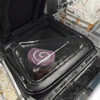 Récipient à gâteau jetable transparent de tranche de triangle avec l'impression de gaufrage pour l'usage industriel à emporter de boulangerie dans l'industrie alimentaire