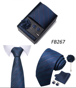 Juego de <span class=keywords><strong>corbata</strong></span> Jacquard formal con logotipo personalizado para hombre, broche de pañuelo, gemelos, estilo de negocios, juego de <span class=keywords><strong>corbata</strong></span> de poliéster con caja de regalo - Product Image 5