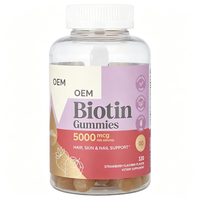 Gummies à la biotine 5000 mcg pour la santé des cheveux, de la peau et des ongles, saveur fraise, 120 unités
