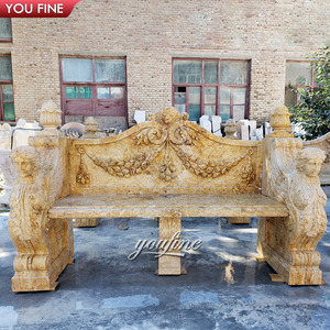 En plein air Jardin Sculpté À La Main <span class=keywords><strong>Beige</strong></span> Banc De Marbre - Product Image 5