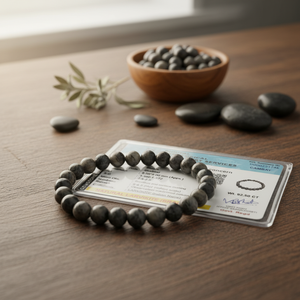 Bracelet en pierre semi-précieuse Larvikite élastique de 8mm certifié en gros avec carte de certificat artisanat en pierre semi-précieuse - Product Image 3