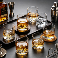 Verre à whisky minimaliste en verre transparent, fait main, en borosilicate, avec base en forme de montagne, pour la maison