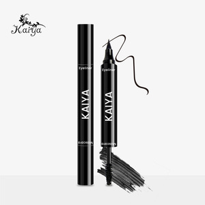 Venta al por mayor ojos a prueba de sudor maquillaje largo desgaste negro delineador de ojos <span class=keywords><strong>Rimel</strong></span> pluma vegana doble extremo vegano impermeable 2 en 1 rímel y delineador de ojos - Product Image 1