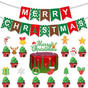 Décoration <span class=keywords><strong>de</strong></span> fête <span class=keywords><strong>de</strong></span> Noël 2023 : Ensemble <span class=keywords><strong>de</strong></span> ballons et drapeaux, formes flocon <span class=keywords><strong>de</strong></span> neige, <span class=keywords><strong>sapin</strong></span> <span class=keywords><strong>de</strong></span> Noël, renne, cartes à insérer pour gâteaux, vente <span class=keywords><strong>en</strong></span> gros SD050 - Product Image 2