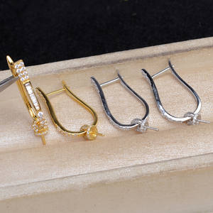 Wenchi Plata S925 9.5-9.7mm Accesorios DIY de Latón Modelo de Soporte Vacío para Pendientes Mabei 15640 Joyería de Perlas de Palma Bañada en Oro - Product Image 1