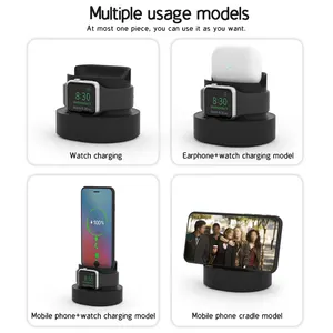Multi Charging Smart Watch Charging Dock 3 In 1 Silicone Charging Stand For Iwatch And Airpods