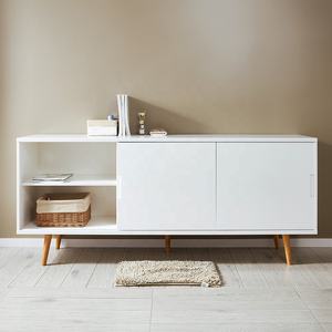 מבריק לבן עם 3D אלון 4 מגירות מודרני טלוויזיה stand רבד צרפתית סגנון יחידת טלוויזיה קבינט - Product Image 5