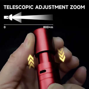 ไฟฉายอาร์คแฟลชแรงดันสูงพิเศษ ชาร์จไฟได้ผ่าน USB ตัวเรือนอลูมิเนียมอัลลอยด์ ไฟฉายยุทธวิธีป้องกันตัว สีแดงและสีเงิน - Product Image 3