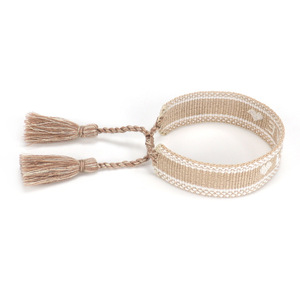Bracelet personnalisé avec logo brodé, bracelet en tissu tissé réglable, pompon, nom personnalisé, lettre, bracelets d'amitié pour cadeau - Product Image 5