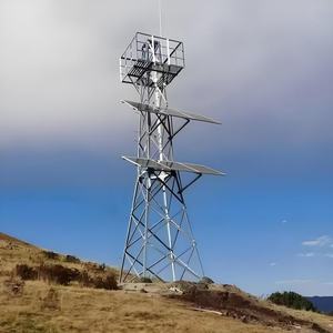 Torre de Línea Eléctrica de Alta Tensión con Brazos Transversales, Cable a Tierra, Soportes de Pico y Aisladores para Sistemas de Transmisión Aérea - Product Image 1