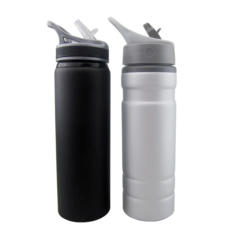 Botol Air Olahraga Aluminium 750Ml, Botol Minum Olahraga Aluminium dengan Logo Kustom dengan Sedotan