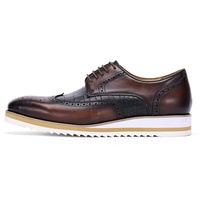 Scarpe da Uomo in Vera Pelle di Prima Qualità, Stile Britannico, per Business e Matrimoni, con Chiusura a Lacci, Tinta Unita, Tendenza Moda Autunnale