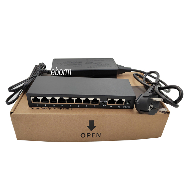 8 Port Network 48V Active Poe Switch with External Power 96w Standard AF/AT POE 30w
