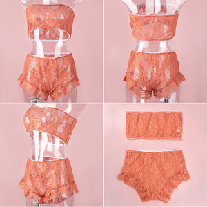 Sexy Lace <strong>Perspective</strong> at 3 O 'clock Wrapped Chest Shorts Pajamas Suit Appeal Underwear - Product Image 6