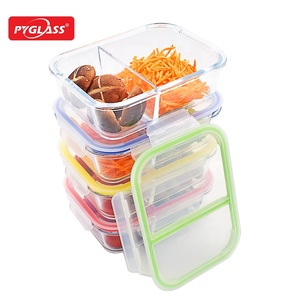 Thủy Tinh Trẻ Em Hộp Ăn Trưa <span class=keywords><strong>2</strong></span> Ngăn Lò Vi Sóng Hộp Đựng Thực Phẩm - Product Image 5