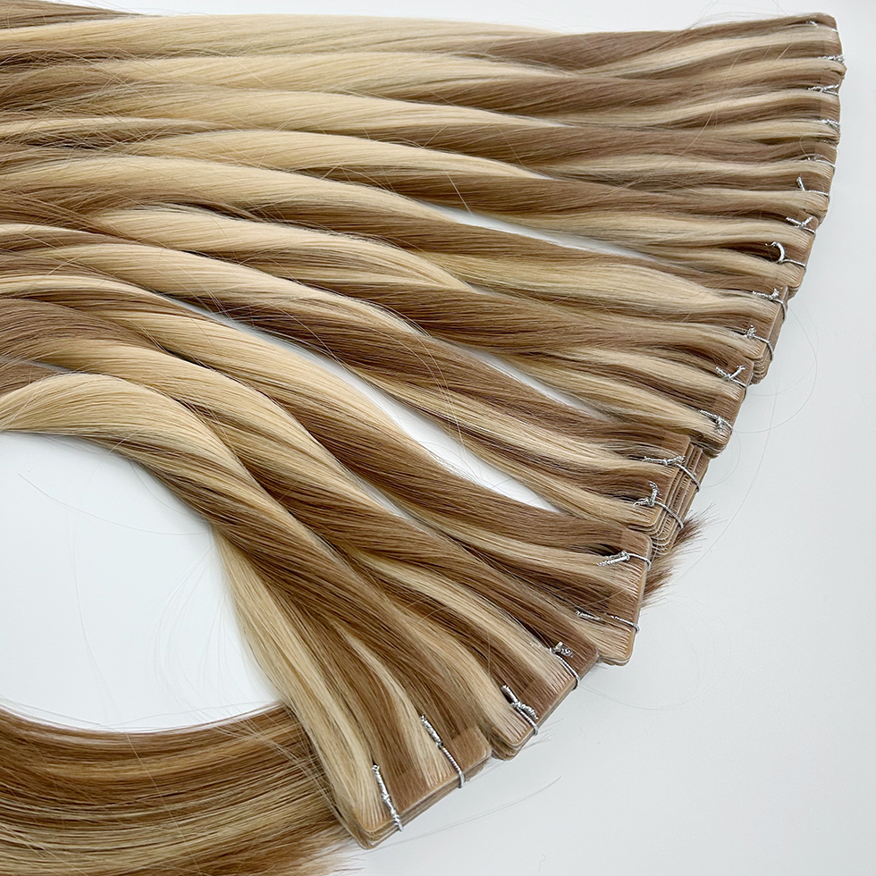 European Hair Injected Tape Hair Extensions Virgin Human Hair Double Drawn Remy in Piano Color Blending