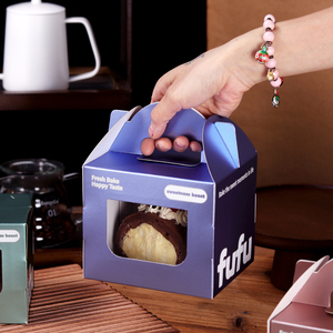 Caja para Rebanadas de Pastel Resistente a la Grasa, con Asa y Ventana, Impresión Personalizada, Empaque de Cartón para Repostería, para Postres como el Rollo <span class=keywords><strong>Suizo</strong></span> - Product Image 5
