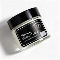 Étiquettes autocollantes imprimées étanches en PET noir avec feuille d'argent pour pots de crème contour des yeux Haoxuan OEM, pour emballages cosmétiques