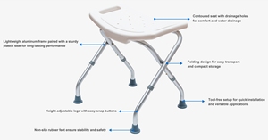 2024 Top Selling Folding Shower Chair Non-slip Feet Lightweight Design 136kg Capacity Bathroom Safety Equipment <strong>Bath</strong> <strong>Bench</strong> for - Product Image 6