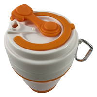 Vaso de Viaje Plegable de Silicona de 12 oz, Libre de BPA, Personalizado, para Camping, Bebidas Calientes y Frías, Taza de Café Plegable de 350 ml con Tapa y Mosquetón