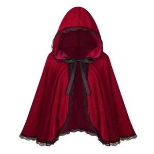 European and American Anime Riding <b>Hood</b> Cosplay Costume Hooded Cape with Red <b>Cloak</b> Lace for Party Stage Performance - Product Image 2