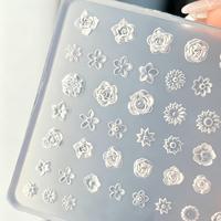 Moule en silicone multi-fleurs pour ongles, motif rose, marguerite, fleur de prunier, moule 3D pour nail art, pour gel UV, breloques d'ongles faites à la main
