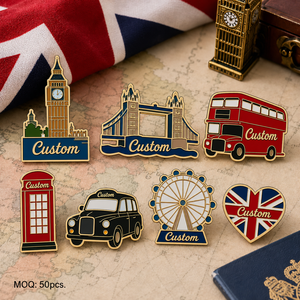 Pin de Solapa de Metal con Temática de Londres, Gran Bibelón y Río Támesis, Souvenir de la Herencia Británica, Venta al por Mayor, Alta Calidad, Personalizado - Product Image 1