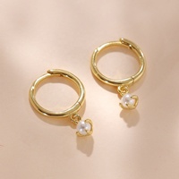 Anting Hoop Mutiara Pave Vermeil Emas 18k 14k Perak Sterling 925 Harga Pabrik Nagosa untuk Wanita
