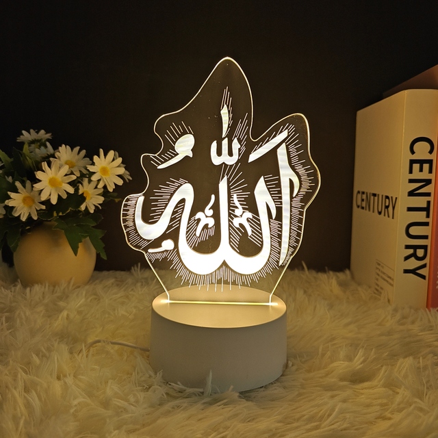 Hot-selling Jesus Night Light in 2025 with Muslim Patterns, Single Warm Color,3D Light 3-color Adjustable Night Light for Prayer