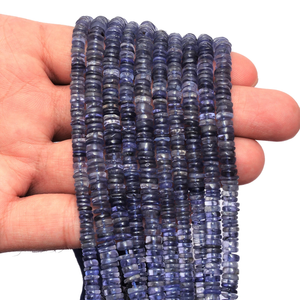 Perles rondes lisses en iolite naturelle de 5 mm à 6 mm, pierres semi-précieuses, perles d'espacement pour la fabrication de bijoux - Product Image 1