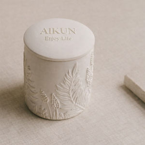 AIKUN Home Spa Bedroom Scented <b>Candle</b> with Soy Wax Relaxing Fragrance Ceramic Jar <b>Candle</b> for Gift Shop Wholesale ODM - Product Image 1