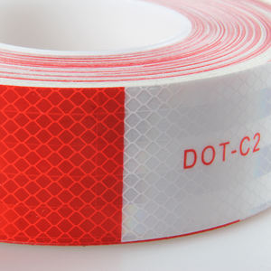 DOT-C2 bianco e rosso 2 ''X45.7M Retro nastro riflettente Cinta riflettore adesivo del veicolo vistosità nastro per rimorchio del camion - Product Image 1