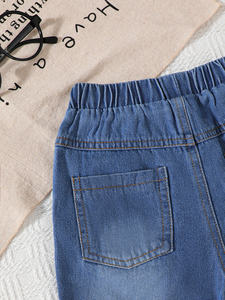 All'ingrosso 1-7 anni <span class=keywords><strong>blu</strong></span> Denim mezza vita <span class=keywords><strong>Shorts</strong></span> da ragazza alla moda per bambini pantaloncini in tessuto a maglia traspirante - Product Image 5