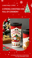 Moioco Tempat Cangkir Mobil Bermotif Natal Multi Ukuran Universal Sarung Cangkir Kopi Aksesori Mobil Natal Hadiah Liburan