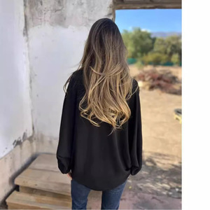 Camisa de Manga Larga para Mujer, Tallas Grandes, con Botones y Cuello de Solapa, Estilo Casual, Color Sólido, para Otoño e Invierno, Dropshipping Shopify - Product Image 4