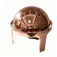 Réchaud de buffet en acier inoxydable or rose, chauffe-plats 6L à chauffage au combustible pour restaurant, mariage, hôtel