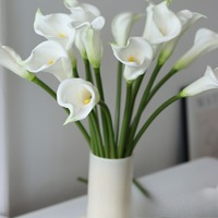 Fleurs artificielles de lys Calla en PU effet naturel pour bouquet de mariée, décoration intérieure, arrangement floral, vente en gros