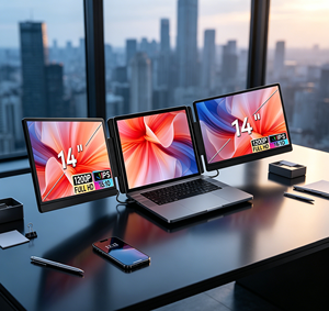 Moniteur portable 14 pouces FHD 1200P IPS grand écran USB-C double écran pour ordinateur portable Mac Windows Business - Product Image 2