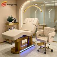Table de massage électrique de luxe à 4 moteurs pour spa facial, lit de beauté pour salon de beauté, cosmétique, maquillage des sourcils