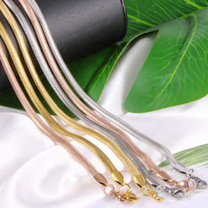 Commercio all'ingrosso Hip Hop 3mm 4mm 5mm catena serpente piatto donna collana a strati placcati in oro collana a catena serpente in acciaio inossidabile serpente rotondo - Product Image 4